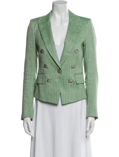 Pre-owned Veronica Beard Linen Printed Blazer In Green