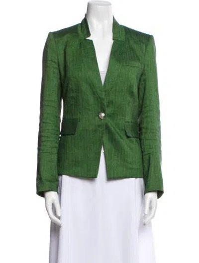 Pre-owned Veronica Beard Linen Printed Blazer In Green