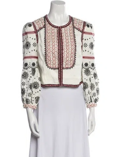 Pre-owned Veronica Beard Linen Printed Evening Jacket In Black