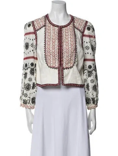 Pre-owned Veronica Beard Linen Printed Evening Jacket In Neutral