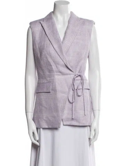 Pre-owned Veronica Beard Linen Printed Vest In Purple
