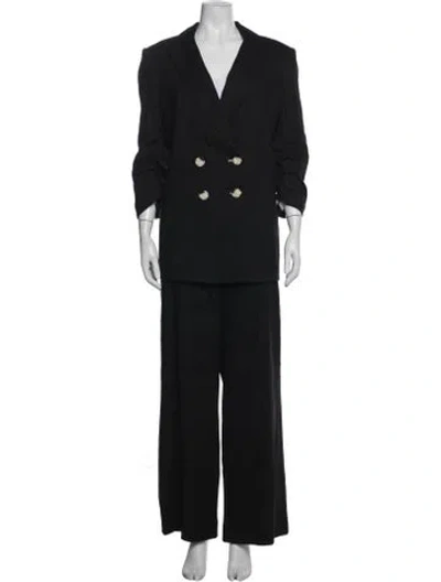 Pre-owned Veronica Beard Linen Ruffle Embellishment Pantsuit W/ Tags In Black