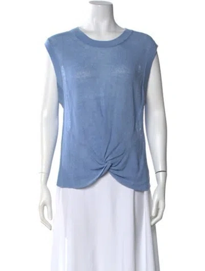 Pre-owned Veronica Beard Linen Scoop Neck Top In Blue