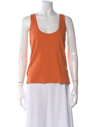 Pre-owned Veronica Beard Linen Scoop Neck Top In Orange
