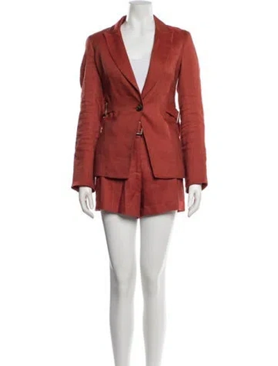 Pre-owned Veronica Beard Linen Short Set In Orange