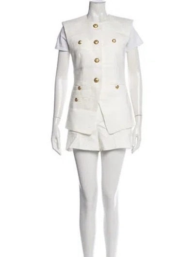 Pre-owned Veronica Beard Linen Short Set In White