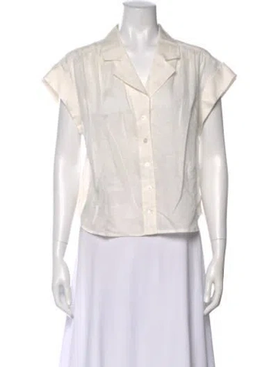 Pre-owned Veronica Beard Linen Short Sleeve Blouse In Neutral