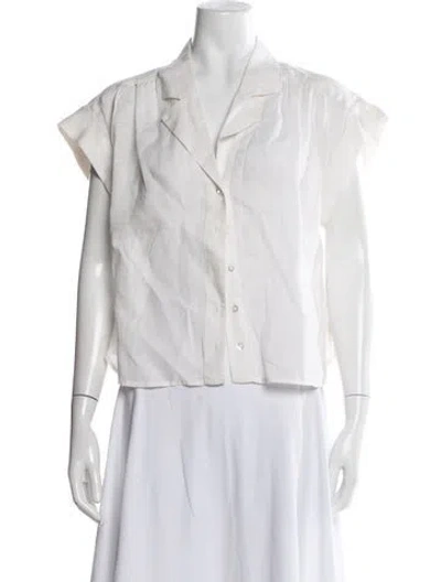 Pre-owned Veronica Beard Linen Short Sleeve Blouse In White