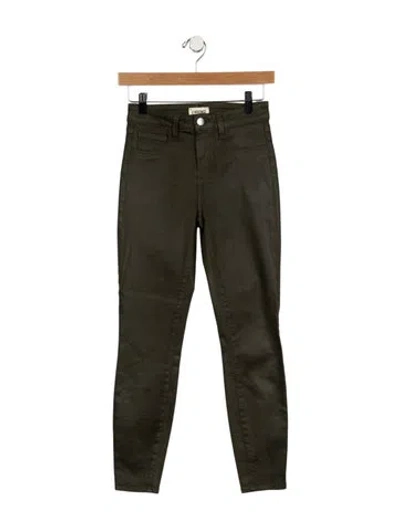 Pre-owned Veronica Beard Linen Skinny Leg Pants In Black