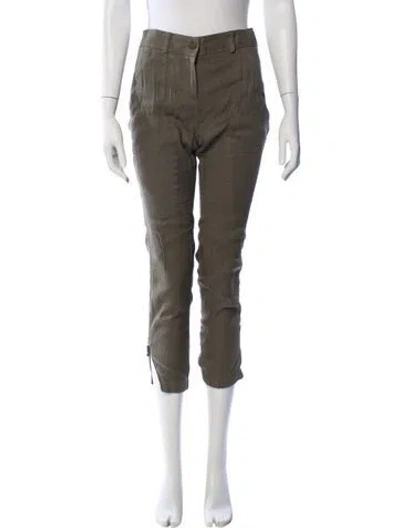 Pre-owned Veronica Beard Linen Skinny Leg Pants In Green