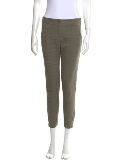 Pre-owned Veronica Beard Linen Skinny Leg Pants In Green