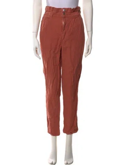 Pre-owned Veronica Beard Linen Skinny Leg Pants In Red