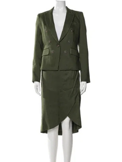 Pre-owned Veronica Beard Linen Skirt Suit In Green