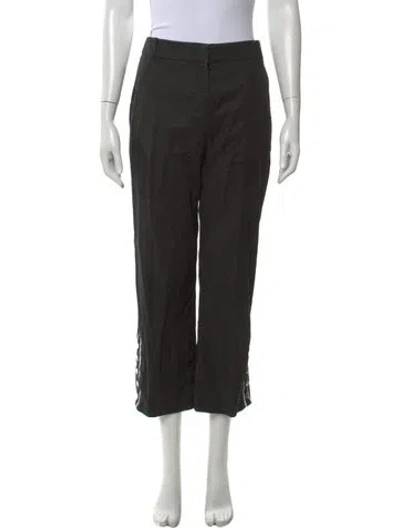 Pre-owned Veronica Beard Linen Straight Leg Pants In Black