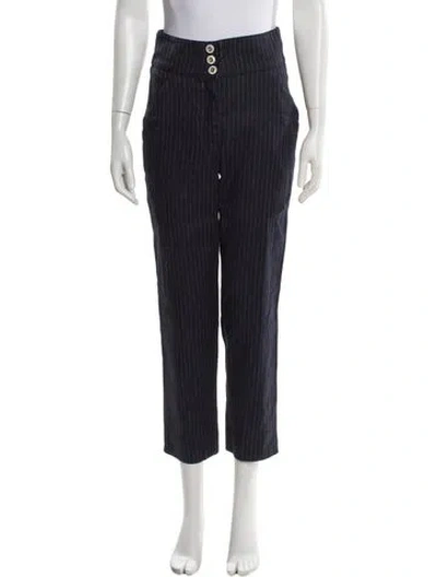 Pre-owned Veronica Beard Linen Straight Leg Pants In Blue