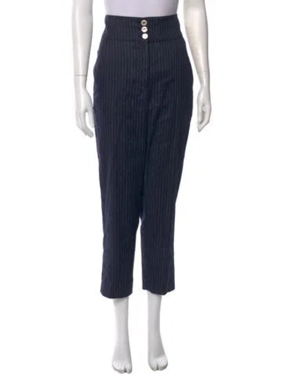 Pre-owned Veronica Beard Linen Straight Leg Pants In Blue