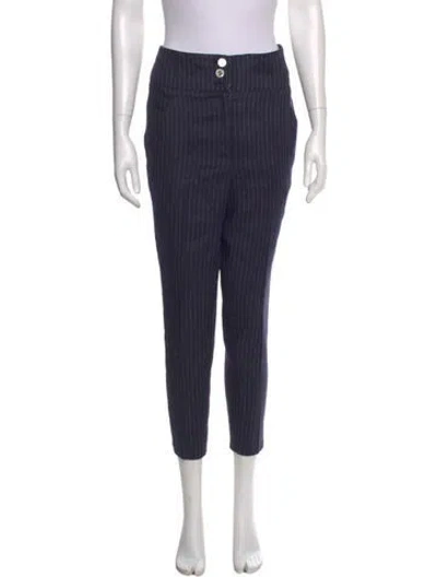 Pre-owned Veronica Beard Linen Straight Leg Pants In Blue