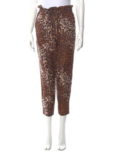 Pre-owned Veronica Beard Linen Straight Leg Pants In Brown
