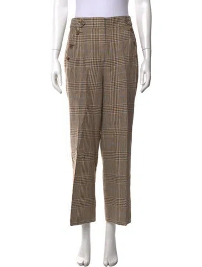 Pre-owned Veronica Beard Linen Straight Leg Pants In Brown