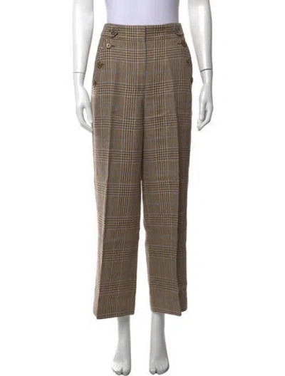 Pre-owned Veronica Beard Linen Straight Leg Pants In Brown