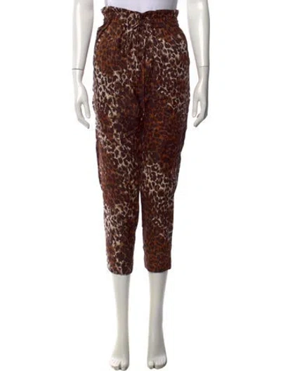 Pre-owned Veronica Beard Linen Straight Leg Pants In Brown