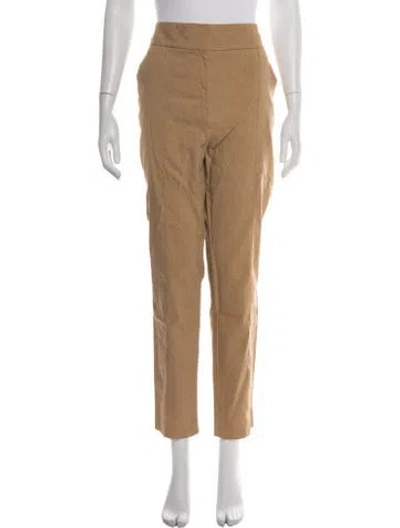Pre-owned Veronica Beard Linen Straight Leg Pants In Brown