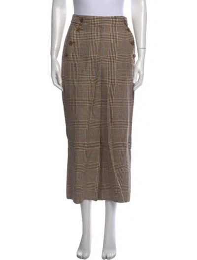 Pre-owned Veronica Beard Linen Straight Leg Pants In Brown