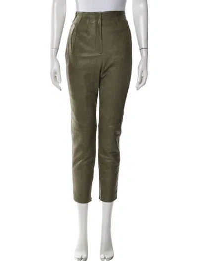 Pre-owned Veronica Beard Linen Straight Leg Pants In Green