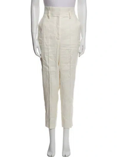 Pre-owned Veronica Beard Linen Straight Leg Pants In Neutral