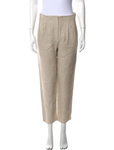 Pre-owned Veronica Beard Linen Straight Leg Pants In Neutral