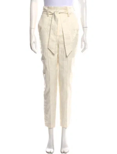 Pre-owned Veronica Beard Linen Straight Leg Pants In Neutral