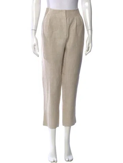 Pre-owned Veronica Beard Linen Straight Leg Pants In Neutral