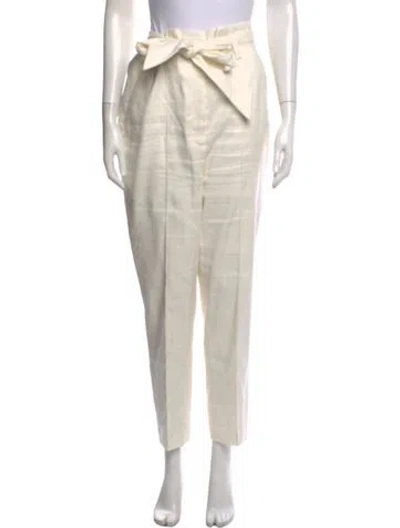 Pre-owned Veronica Beard Linen Straight Leg Pants In Neutral