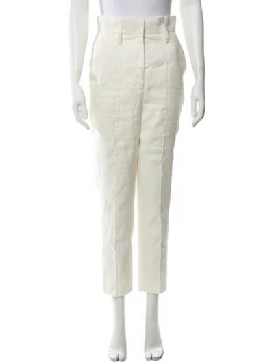 Pre-owned Veronica Beard Linen Straight Leg Pants In Neutrals