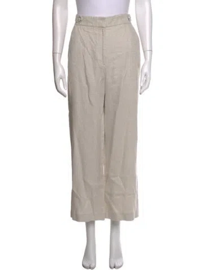 Pre-owned Veronica Beard Linen Straight Leg Pants In Neutrals