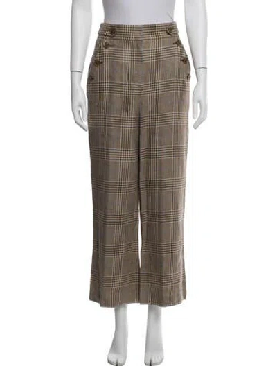 Pre-owned Veronica Beard Linen Straight Leg Pants In Neutrals