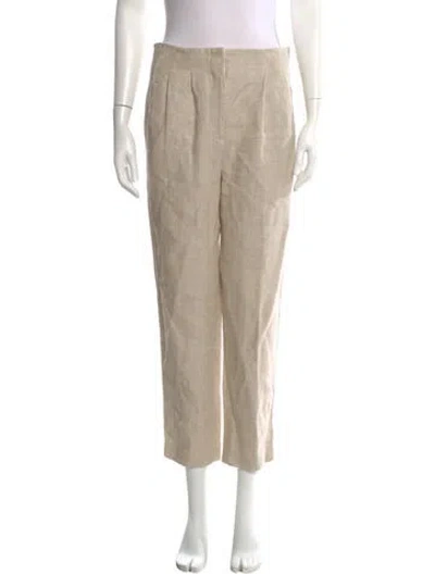 Pre-owned Veronica Beard Linen Straight Leg Pants In Neutrals