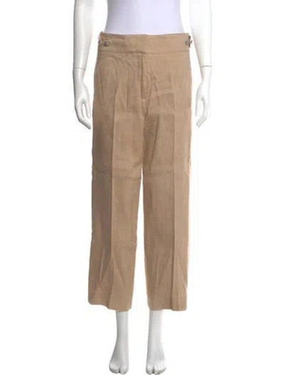 Pre-owned Veronica Beard Linen Straight Leg Pants In Neutrals