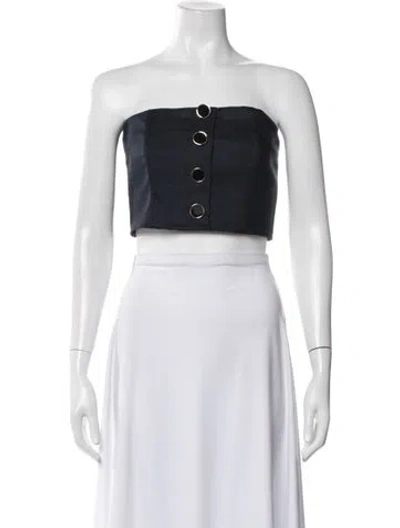 Pre-owned Veronica Beard Linen Strapless Crop Top In Black