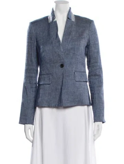 Pre-owned Veronica Beard Linen Striped Blazer In Blue