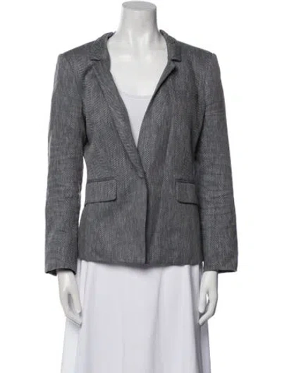 Pre-owned Veronica Beard Linen Striped Blazer In Blue