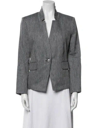 Pre-owned Veronica Beard Linen Striped Blazer In Blue