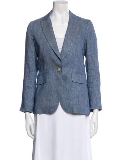 Pre-owned Veronica Beard Linen Striped Blazer In Blue