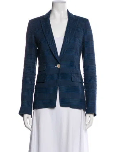 Pre-owned Veronica Beard Linen Striped Blazer In Blue