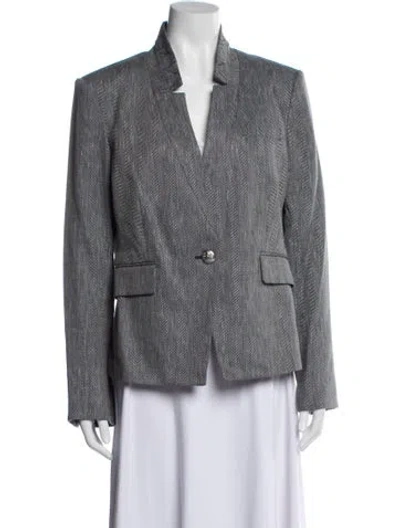 Pre-owned Veronica Beard Linen Striped Blazer In Blue
