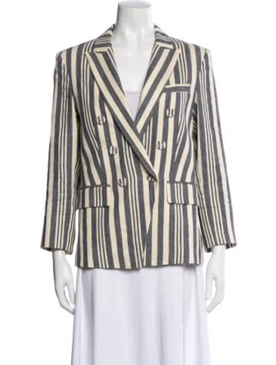 Pre-owned Veronica Beard Linen Striped Blazer In Blue