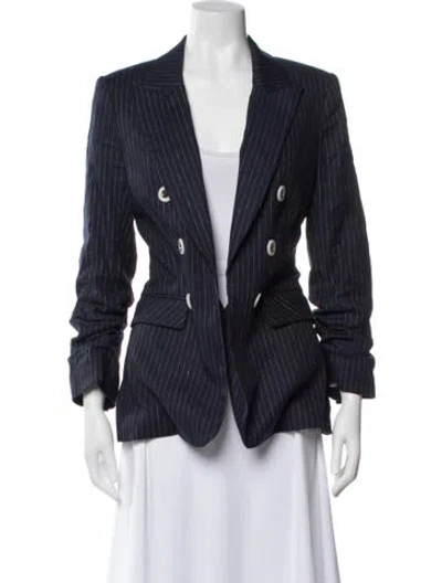 Pre-owned Veronica Beard Linen Striped Blazer In Blue