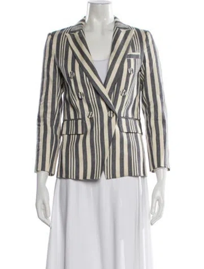 Pre-owned Veronica Beard Linen Striped Blazer In Blue