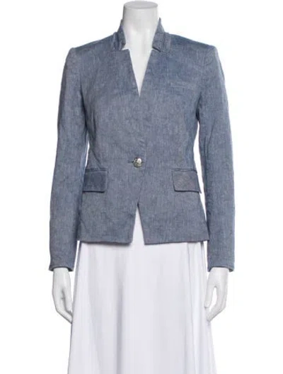 Pre-owned Veronica Beard Linen Striped Blazer In Blue