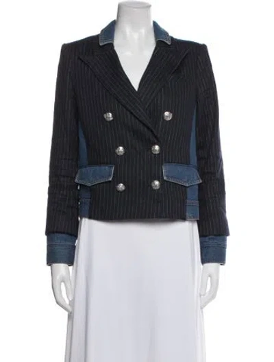 Pre-owned Veronica Beard Linen Striped Blazer In Blue